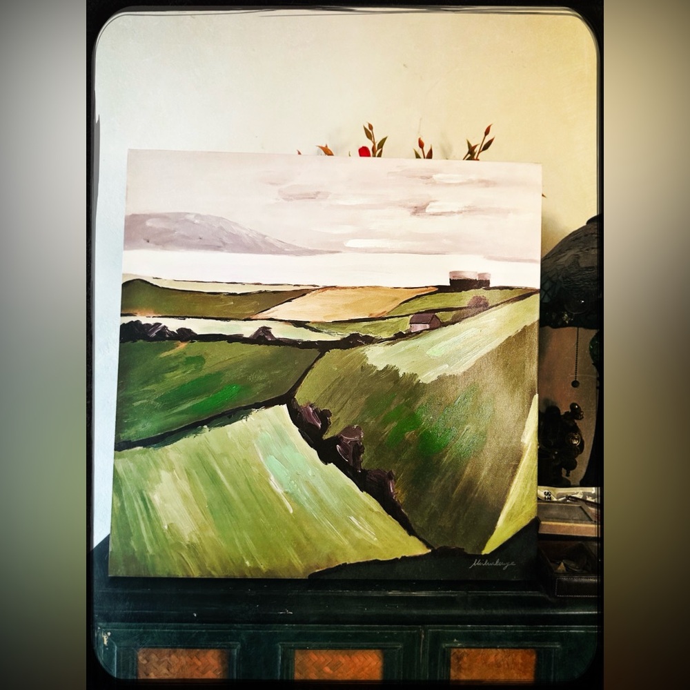 Landscape Canvas Art with Green and Brown Tones